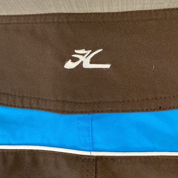 Hobie Vintage Swim Trunks Shorts Mens Sz 32 Unlined Brown Tan Blue - Picture 4 of 10